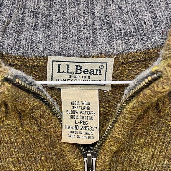L.L. Bean Shetland Wool Quarter Zip Sweater Large - Picture 6 of 8